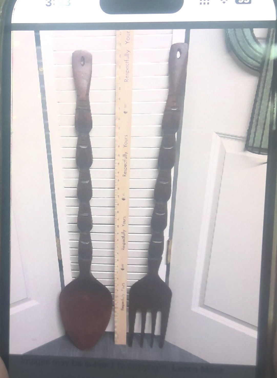 Hand Carved Fork And Spoon Set