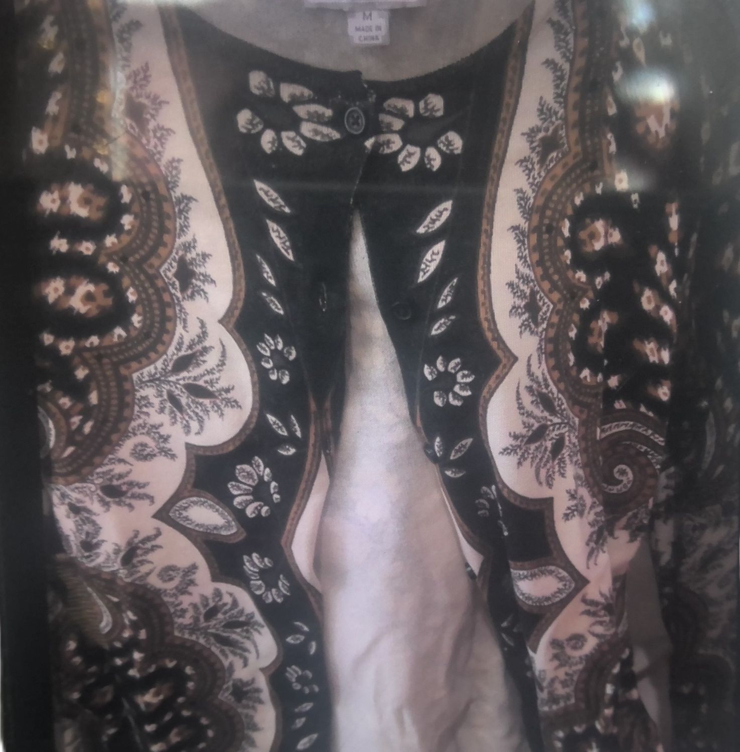 Isaac Mizarahi Paisley Cardigan Long Sleeve Size m