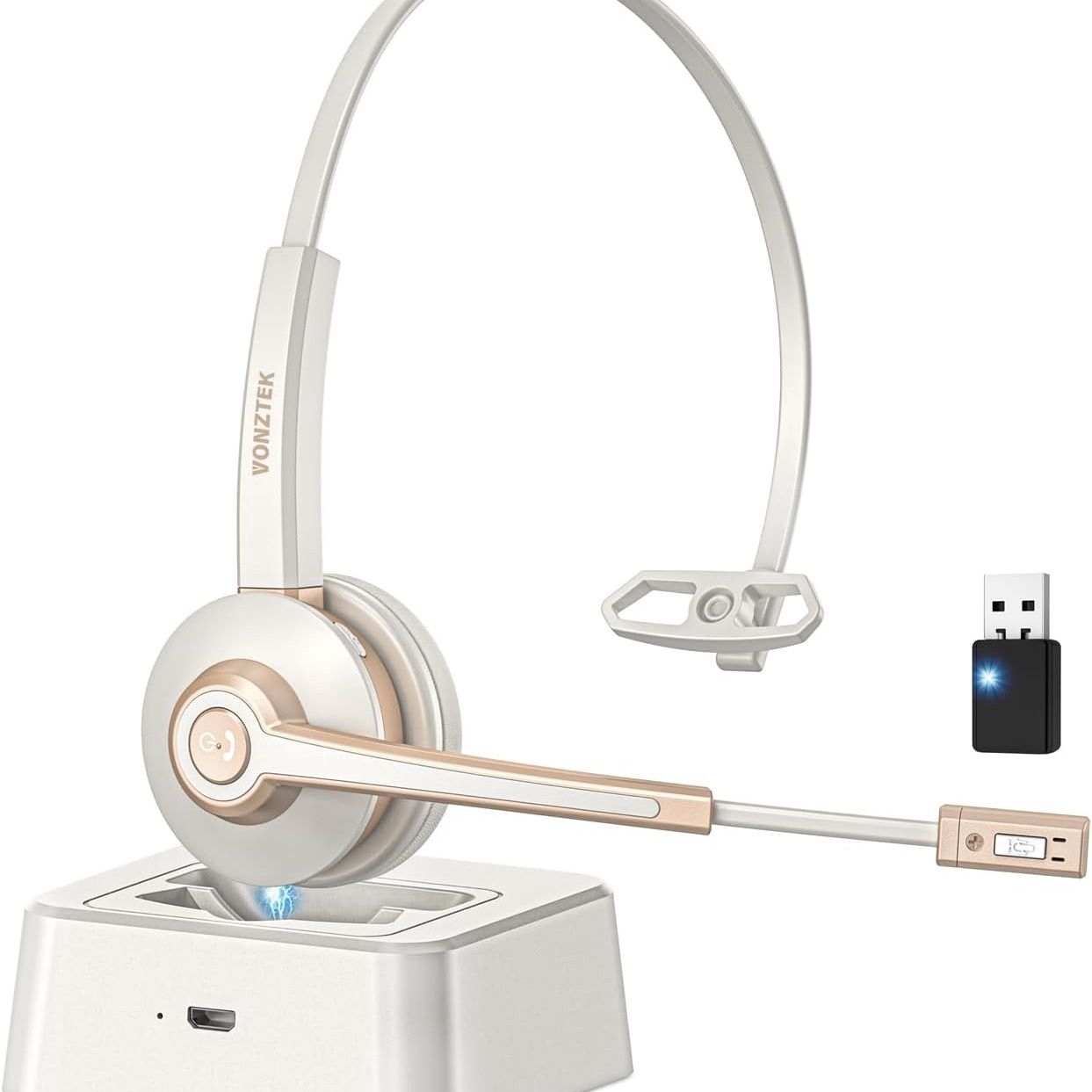 Vonztek Bluetooth Headset with Noise Cancelling Microphone