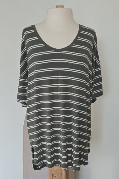 Terra Sky Olive Green With White Stripes Size 1x