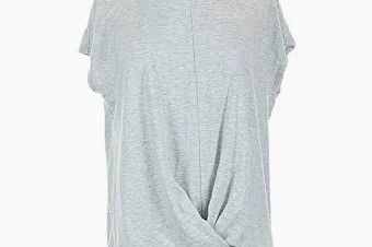 Terra Sky Gray Shirt With Cap Sleeve Size xl