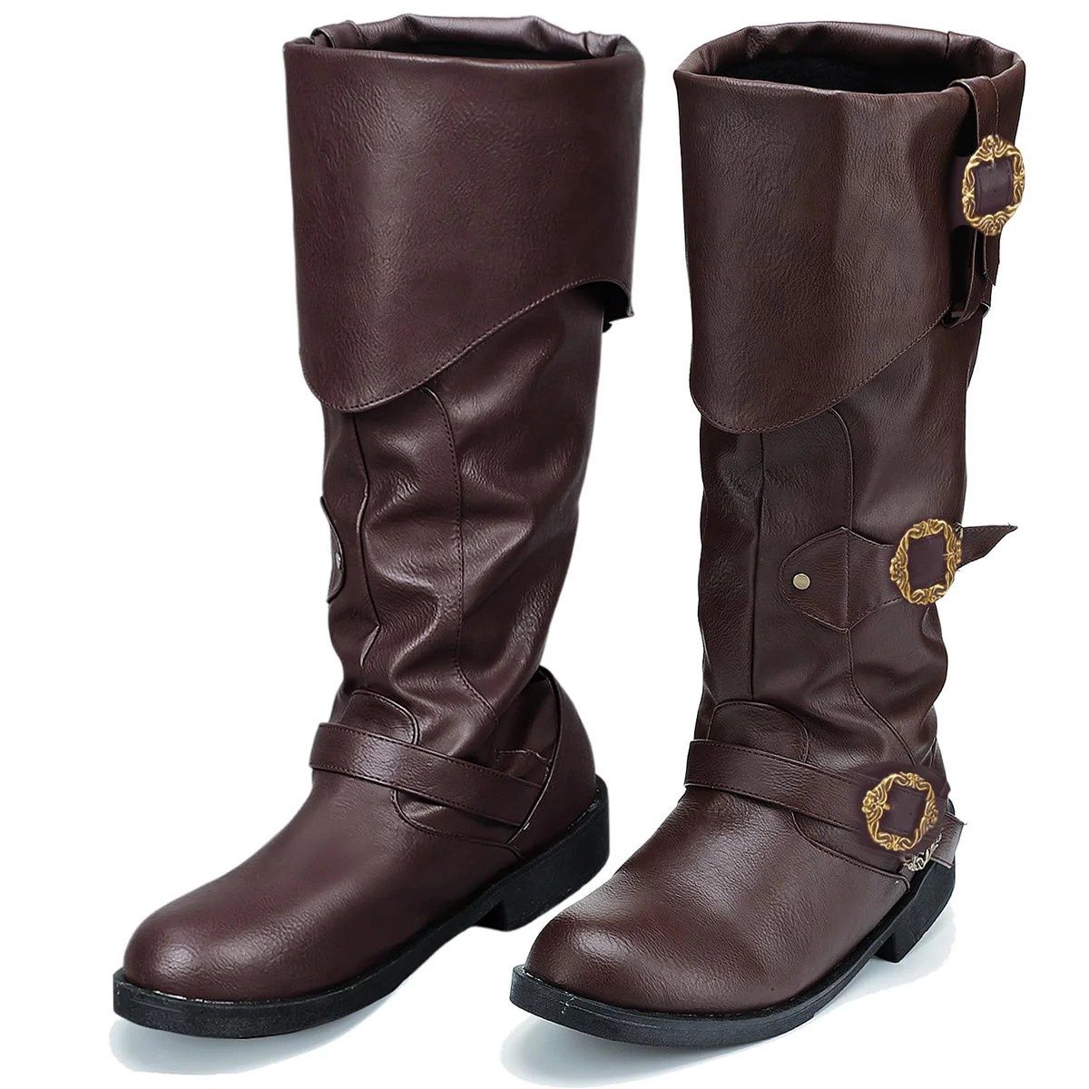 Cuffbow Medieval Renaissance Pirate Costume Boots with Buckles