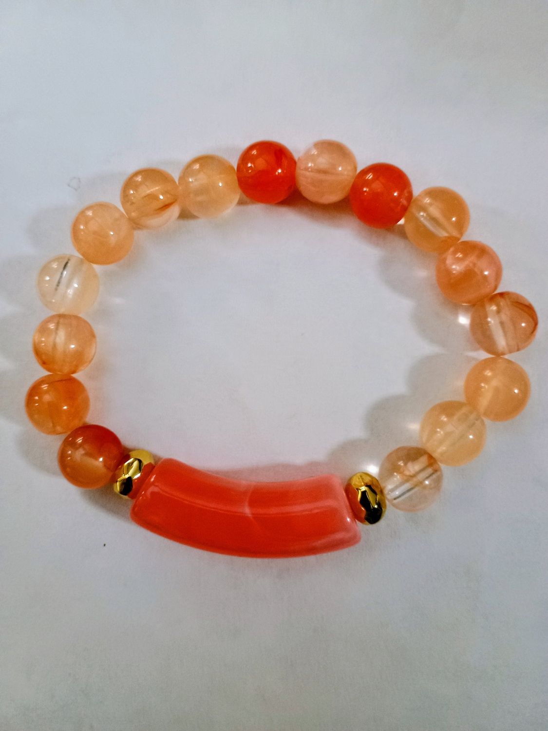Strawberry Quartz  &amp; Orange Moonstone Bracelet