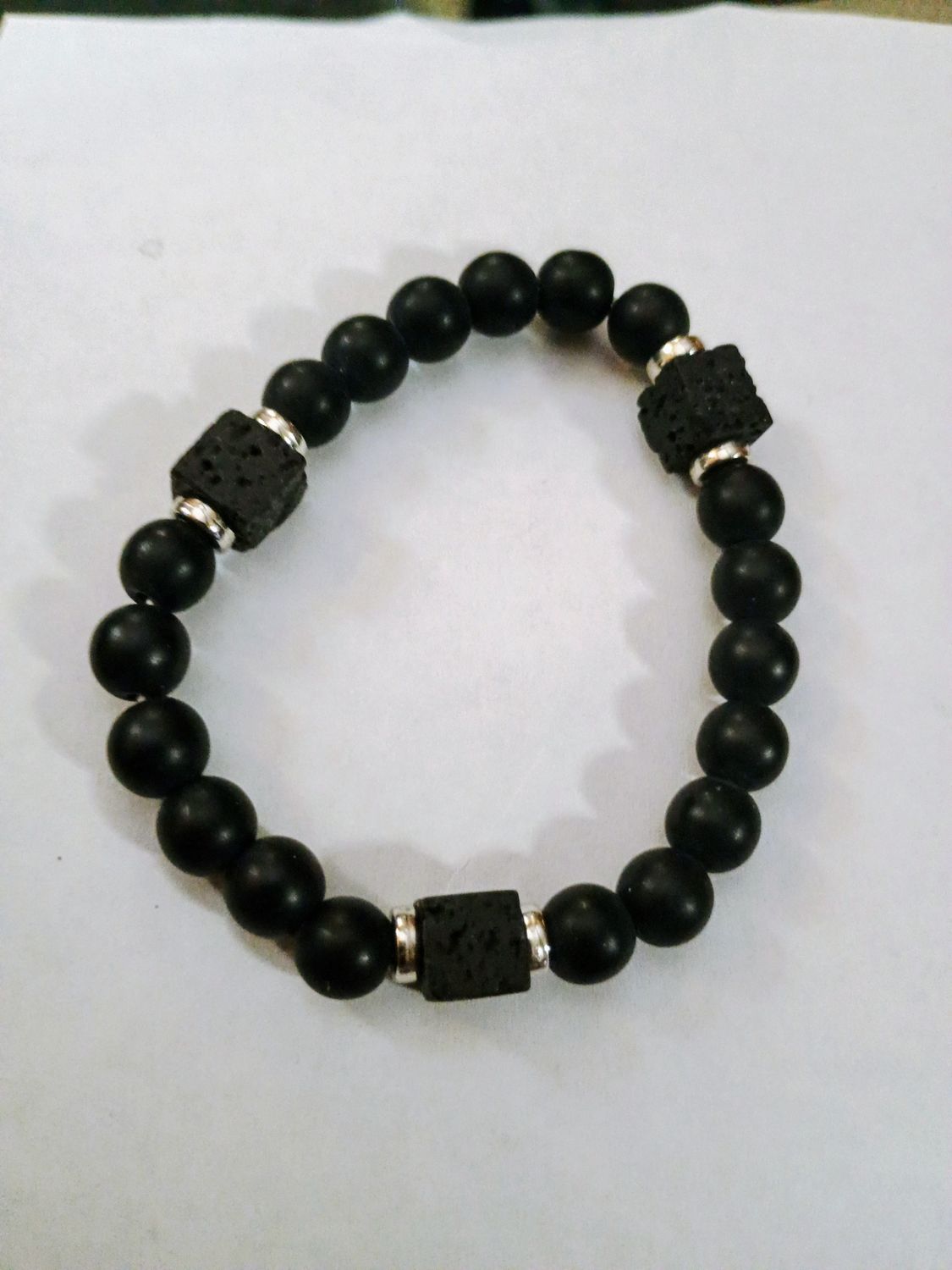 Onyx and Lava Bead Bracelet