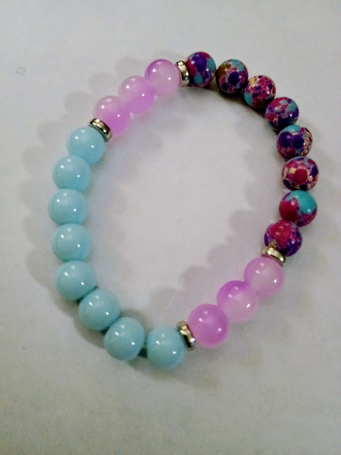 Rose Quartz, Aquamarine and Rhodonite Bracelet