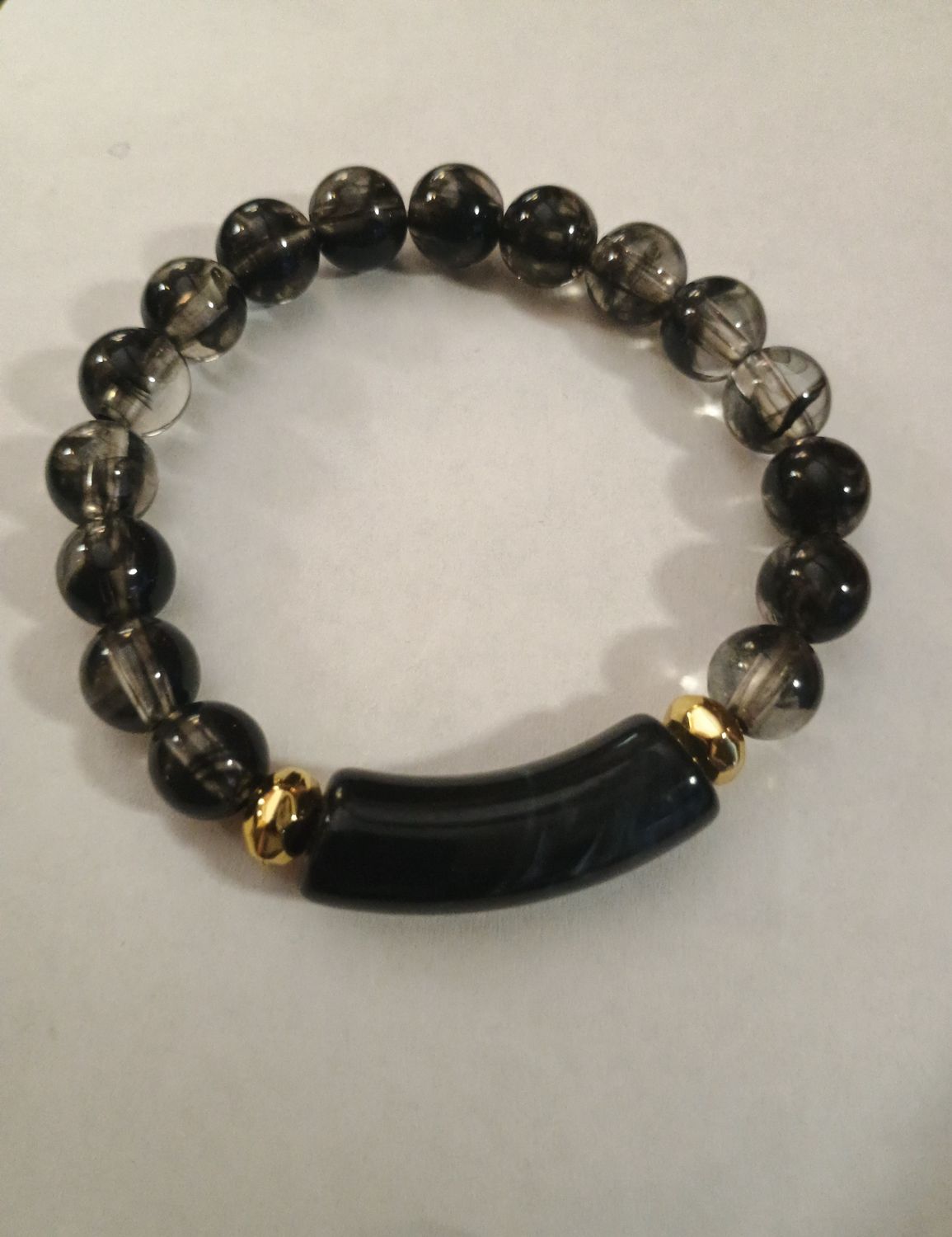 Smoky Quartz with Black Obsidian Bracelet