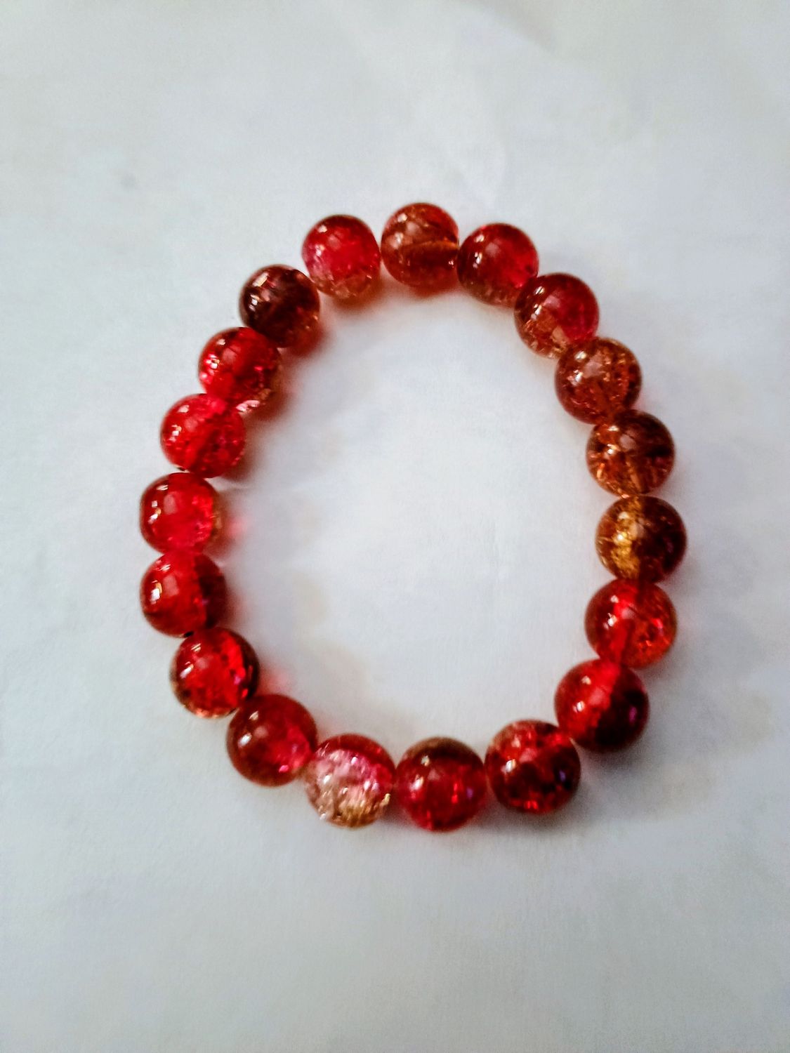 Red Czech Crackle Glass Bracelet