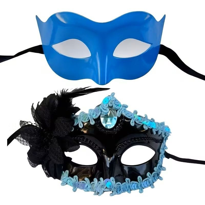 2pcs  Masquerade Couple Masks, Elegant Party Costu