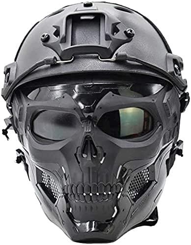 Tactical Airsoft Helmet with Adjustable  Skull Face Mask