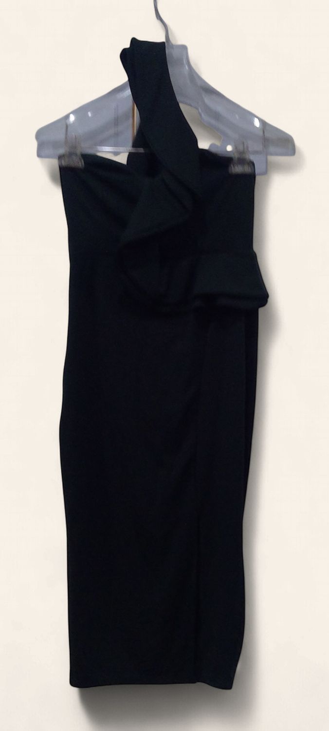 ECOWISH mini dress in dark green w/ single shoulder ruffle size Small ECOWISH mini dress in dark green w/ single shoulder ruffle size Small