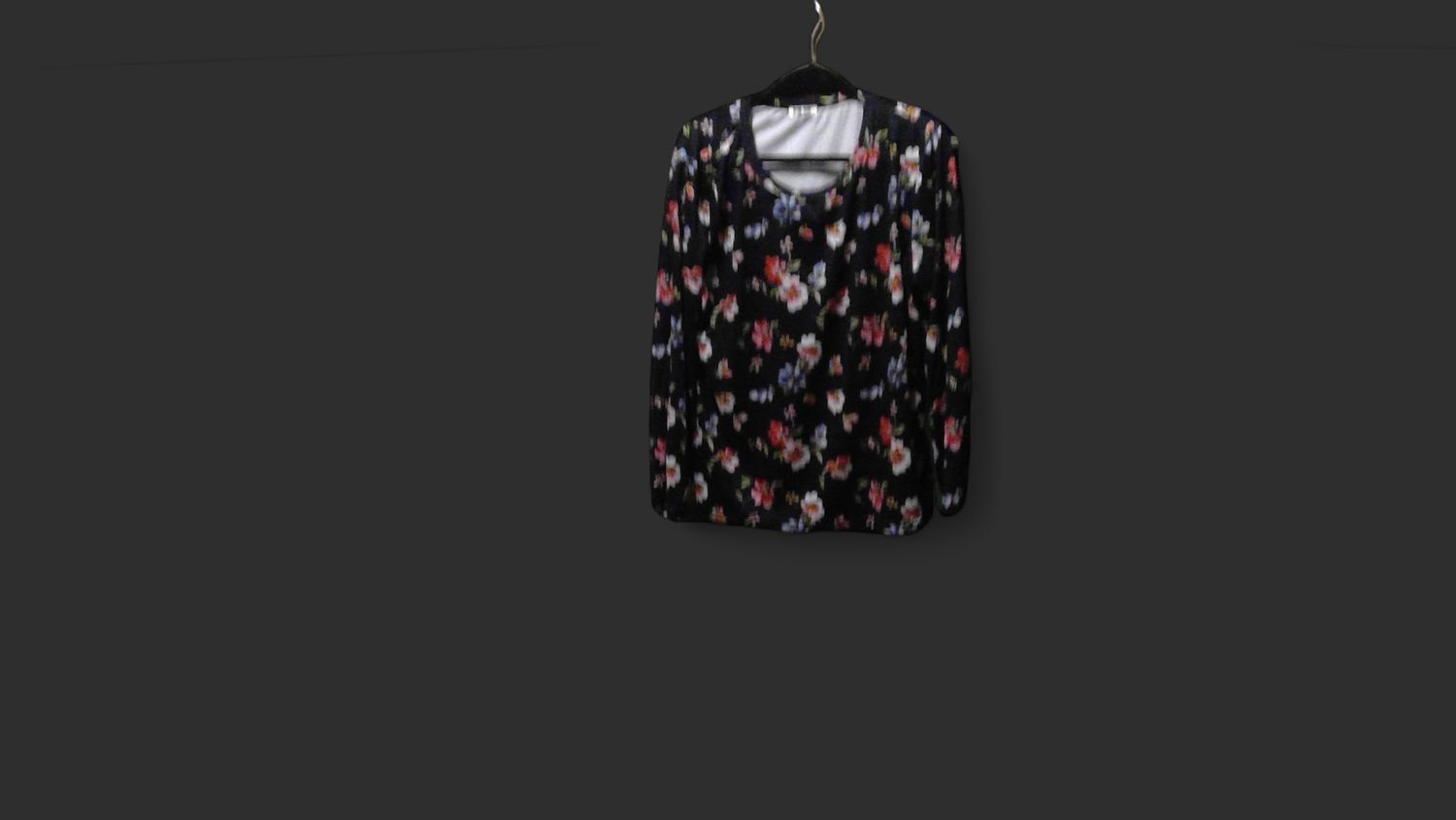 Black Floral Long Sleeve PJ Set Sirt Size XXL Ekouaer