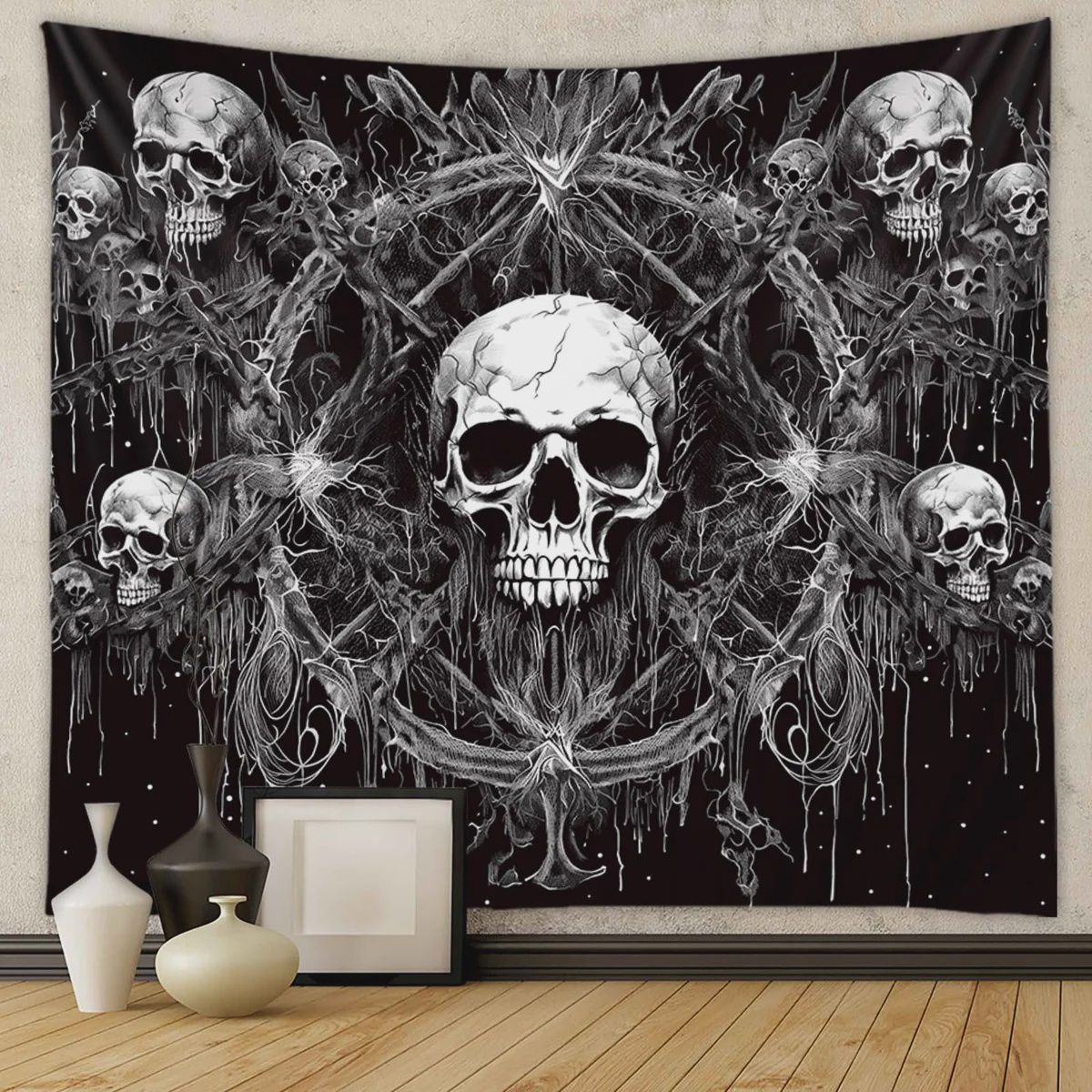 Tapzen Skull Tapestry Gothic Wall Hanging