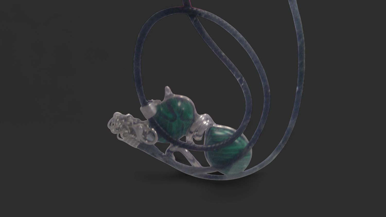 Gemstone Cat Necklace on a leather chain