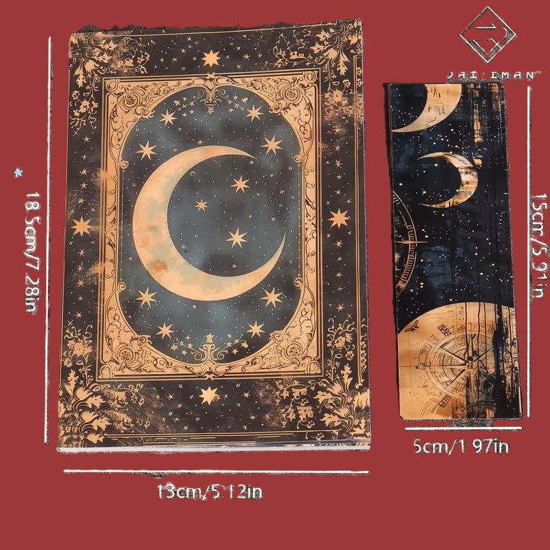 Writable Notebook Featuring Non-Repeating Retro Mystical Moon Phases, Complete with Two Bookmarks. Ideal for Scrapbooking, Card Making, Planner Decoration, Daily Office Use, Paper Crafts, Writable Notebook Featuring Non-Repeating Retro Mystical Moon Phases, Complete with Two Bookmarks. Ideal for Scrapbooking, Card Making, Planner Decoration, Daily Office Use, Paper Crafts,