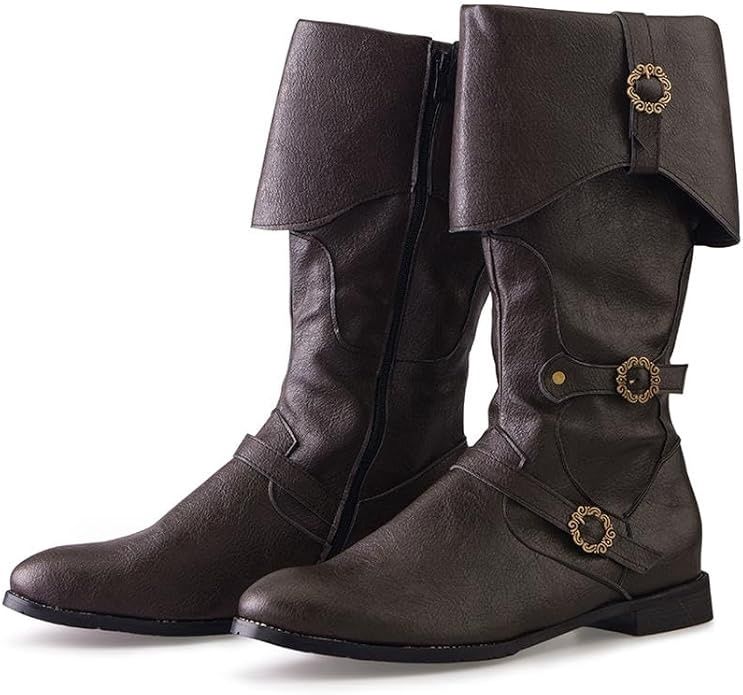 DUNHAO COS Men's Faux Leather Medieval Boots