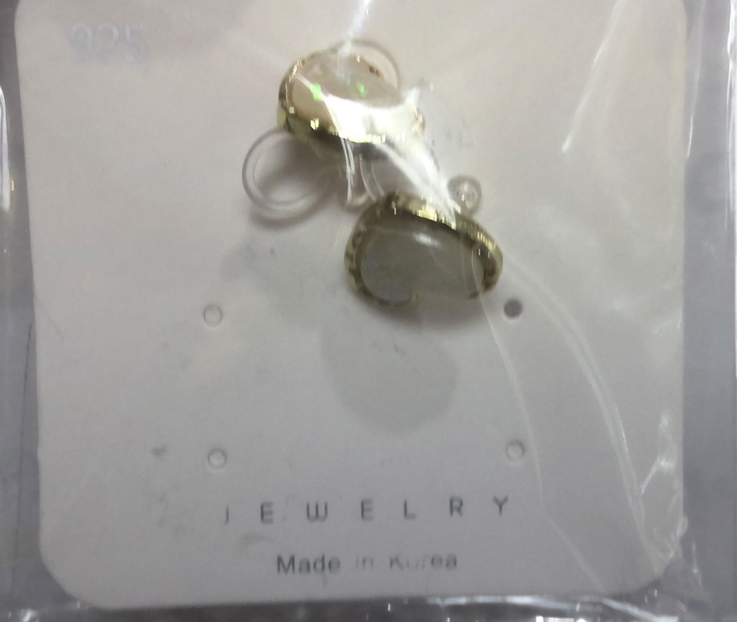 Heart White Irredisent Earrings