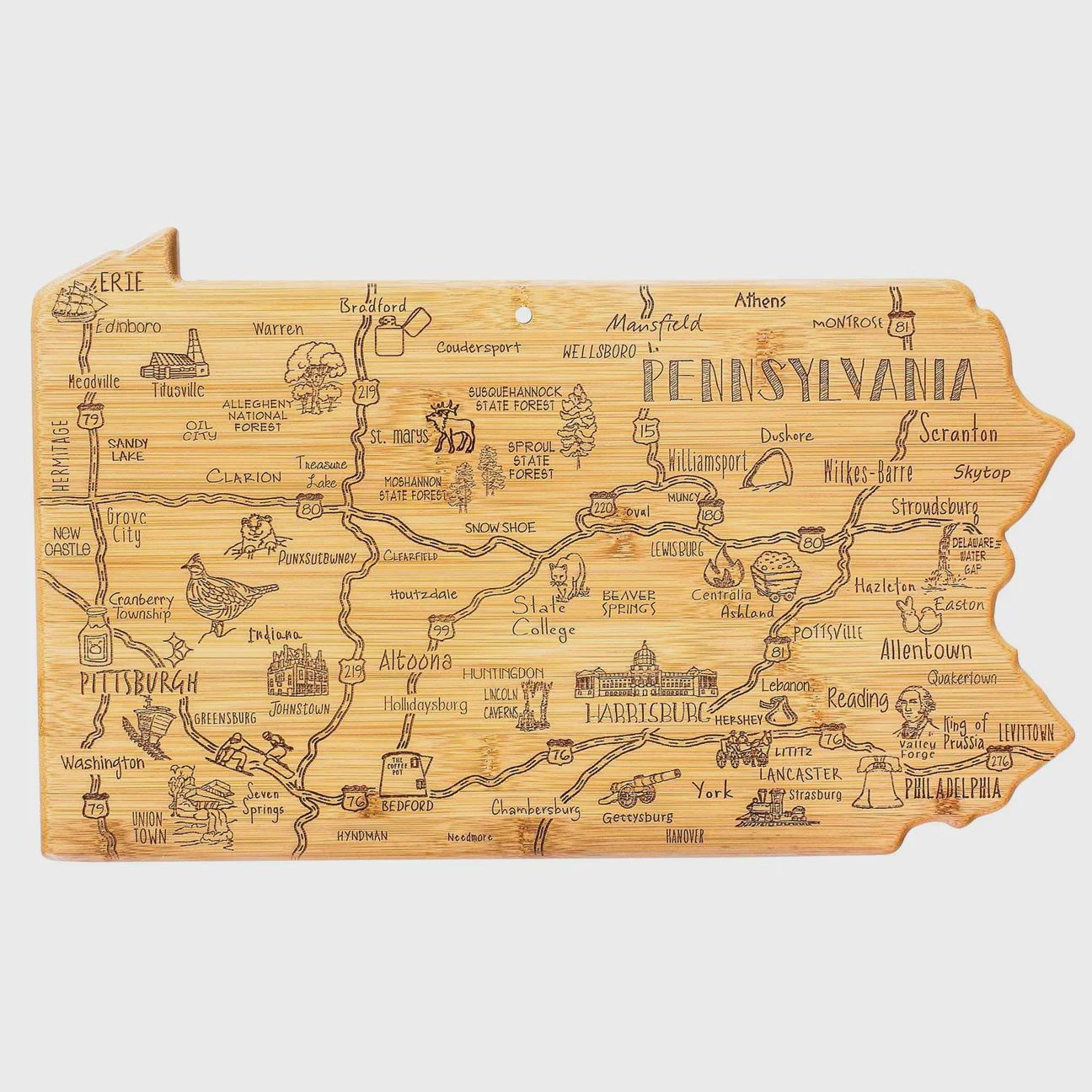 Carved Pennsylvania Cutting Board