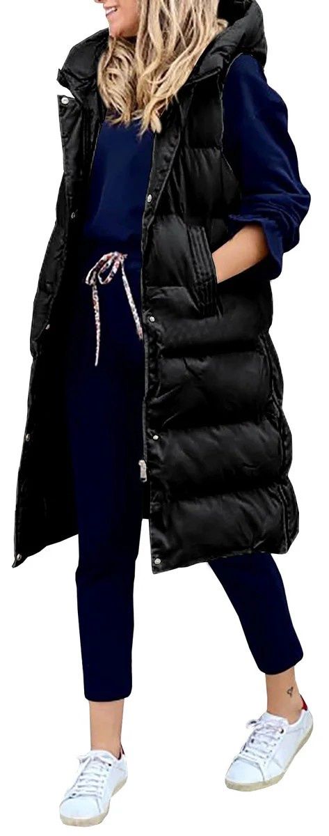 Avilego Women's Hooded Long Down Vest  Size Small