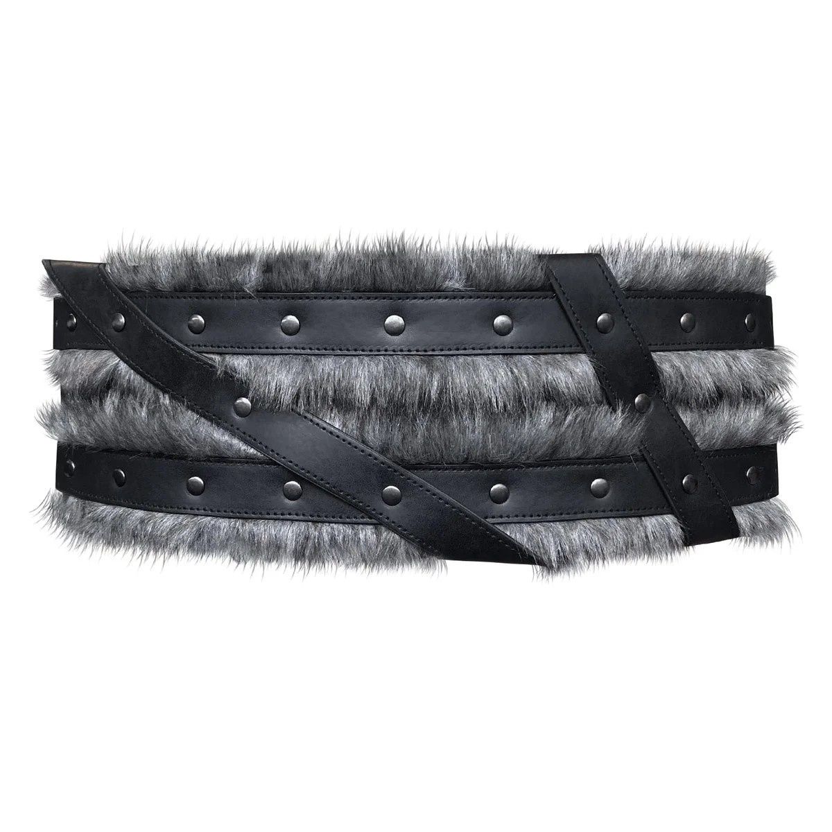 Viking Barbarian Faux Fur Leather Armor Corset Belt
