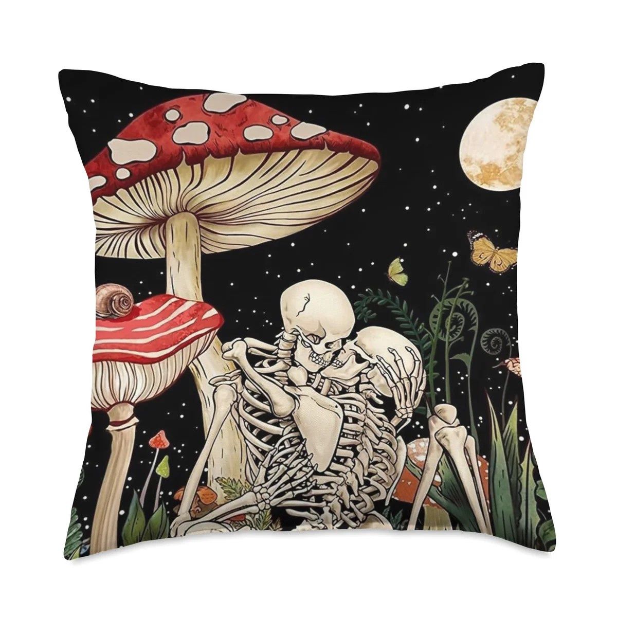 Mushroom Skeleton Couple Kiss Pillow Mushroom Skeleton Couple Kiss Pillow