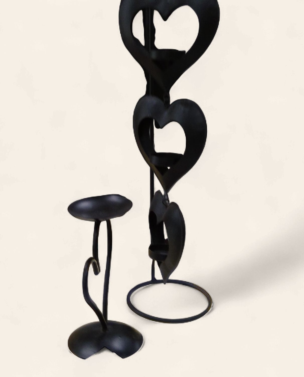 Set of 2 Black Candle Holders