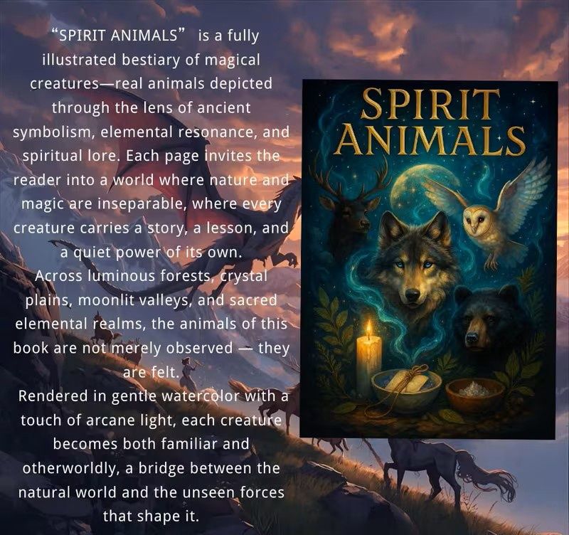 Spirit Animal Grimoire Notebook for Adults - Shamanic Power Animal Guide Journal with Totem Insights, Witchcraft &amp; Meditation Diary for Spiritual Growth, Large Pages for filling, Power Animal Diary &amp; 