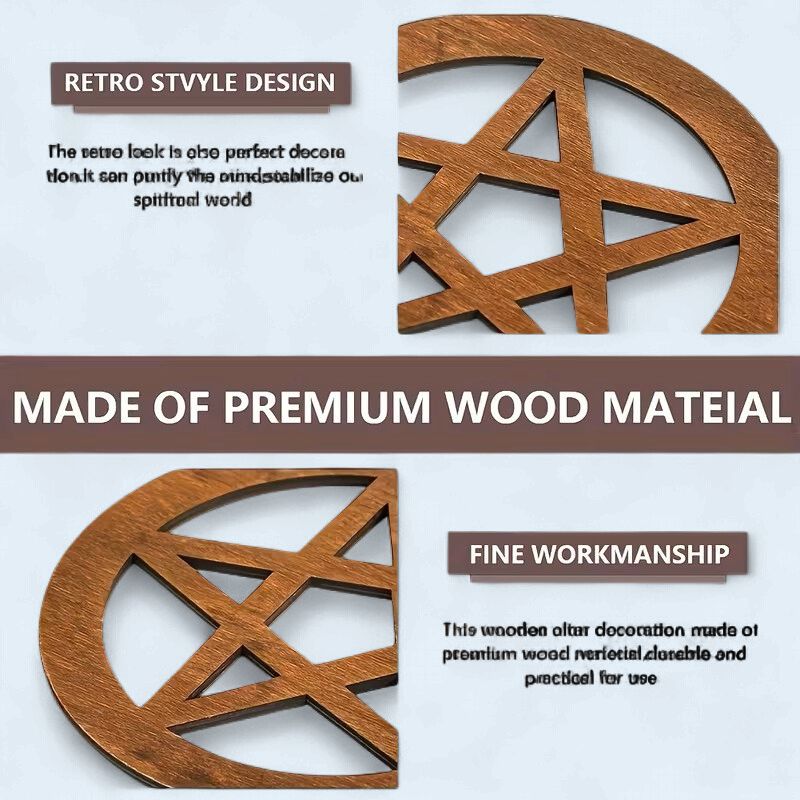 Wooden Pentagram Altar Display Base
