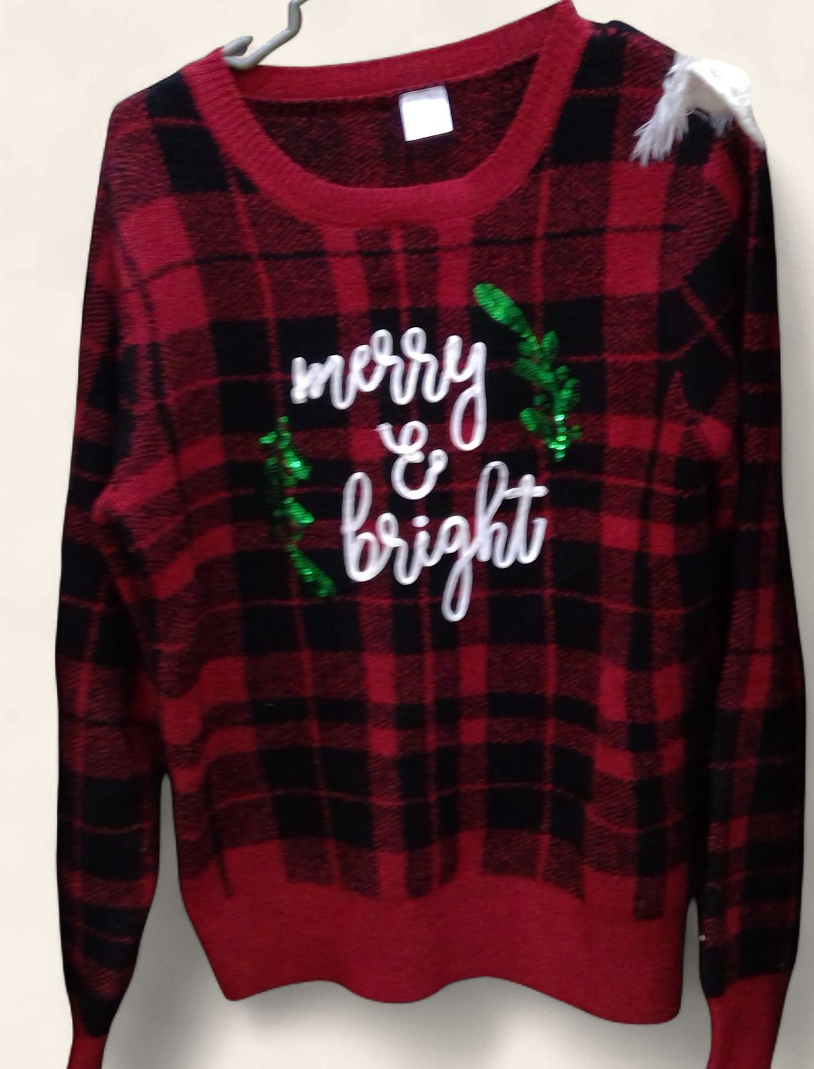 Holiday Time Red Black Checkered Sweater  Size m