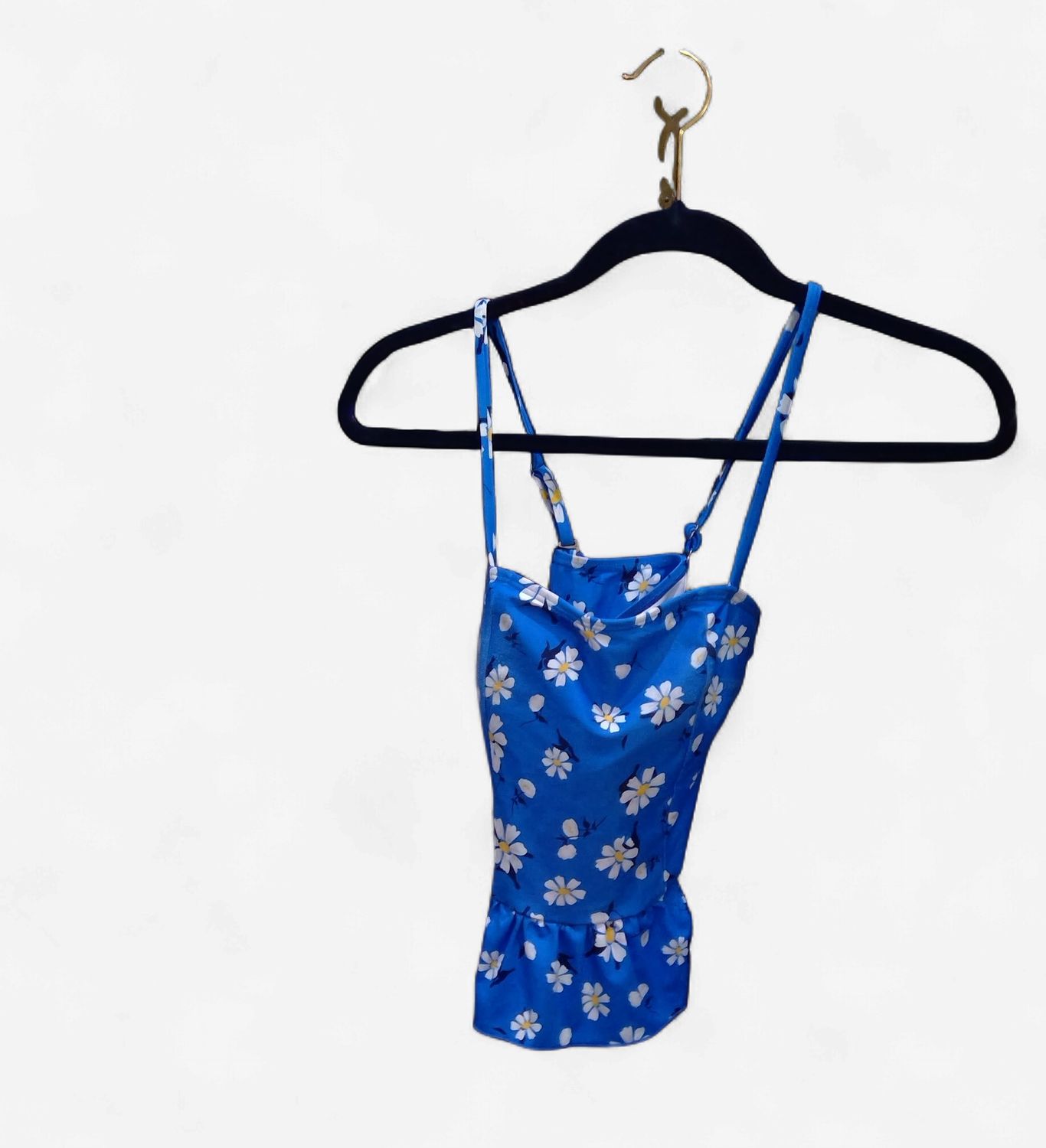Blue Flowered Swimsuit Top Size S Blue Flowered Swimsuit Top Size S