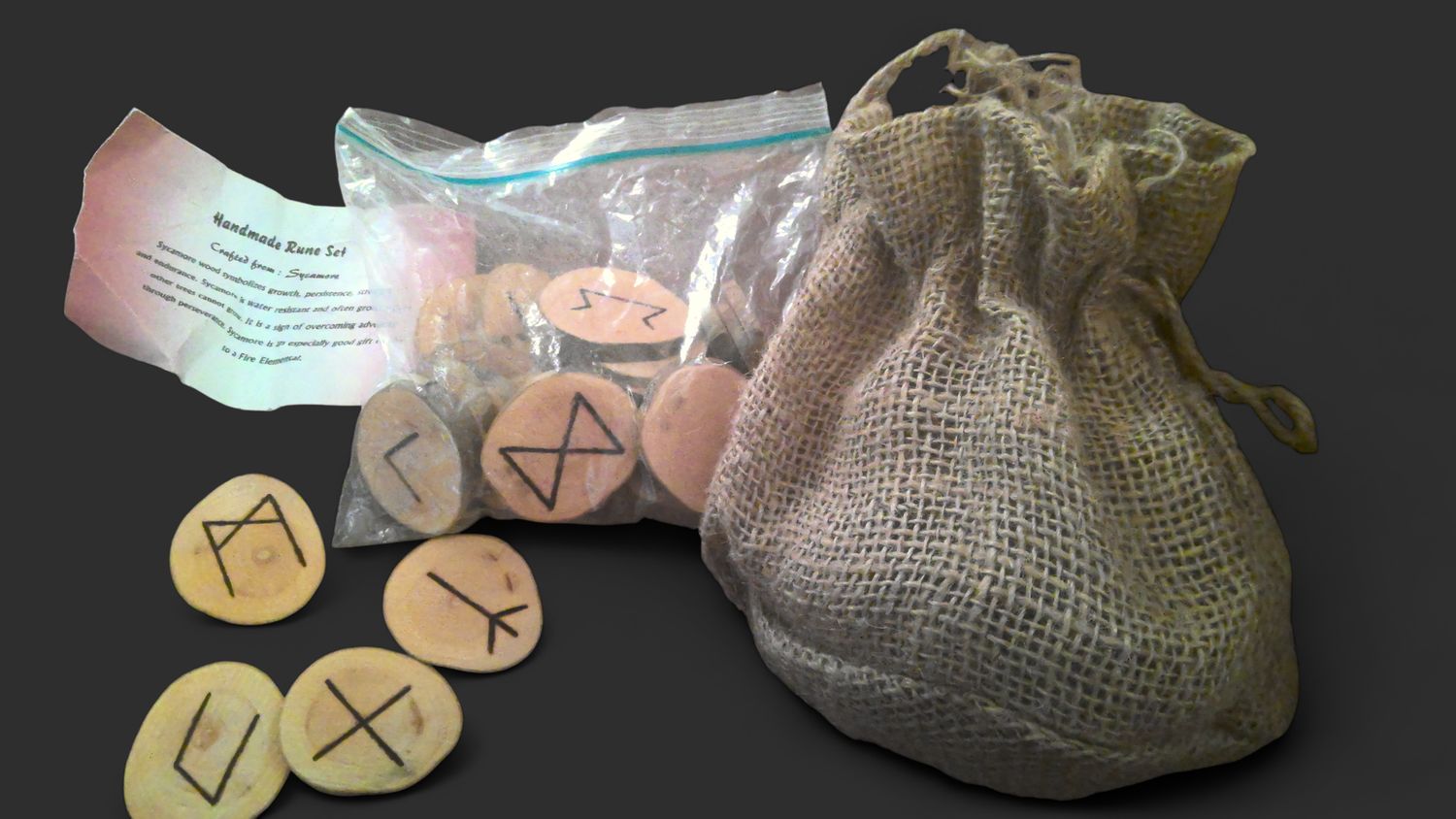 24 Wooden Hand- Crafted - Burned Norse Runes Set