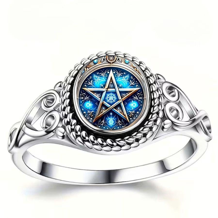 Star Rings Pentagram Ring, Size: 9
