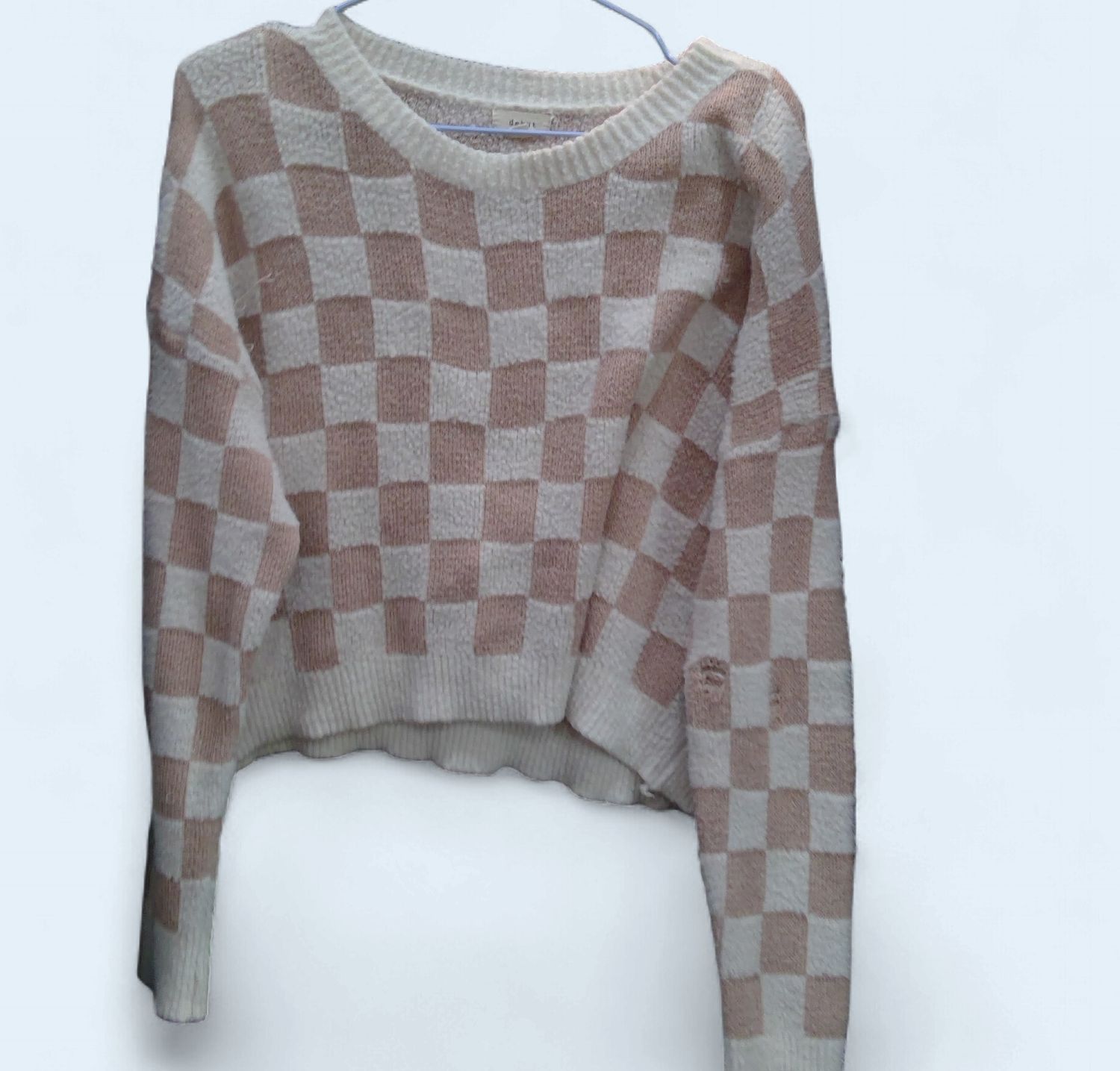 Debut Brown And White Checkered Sweater Size s