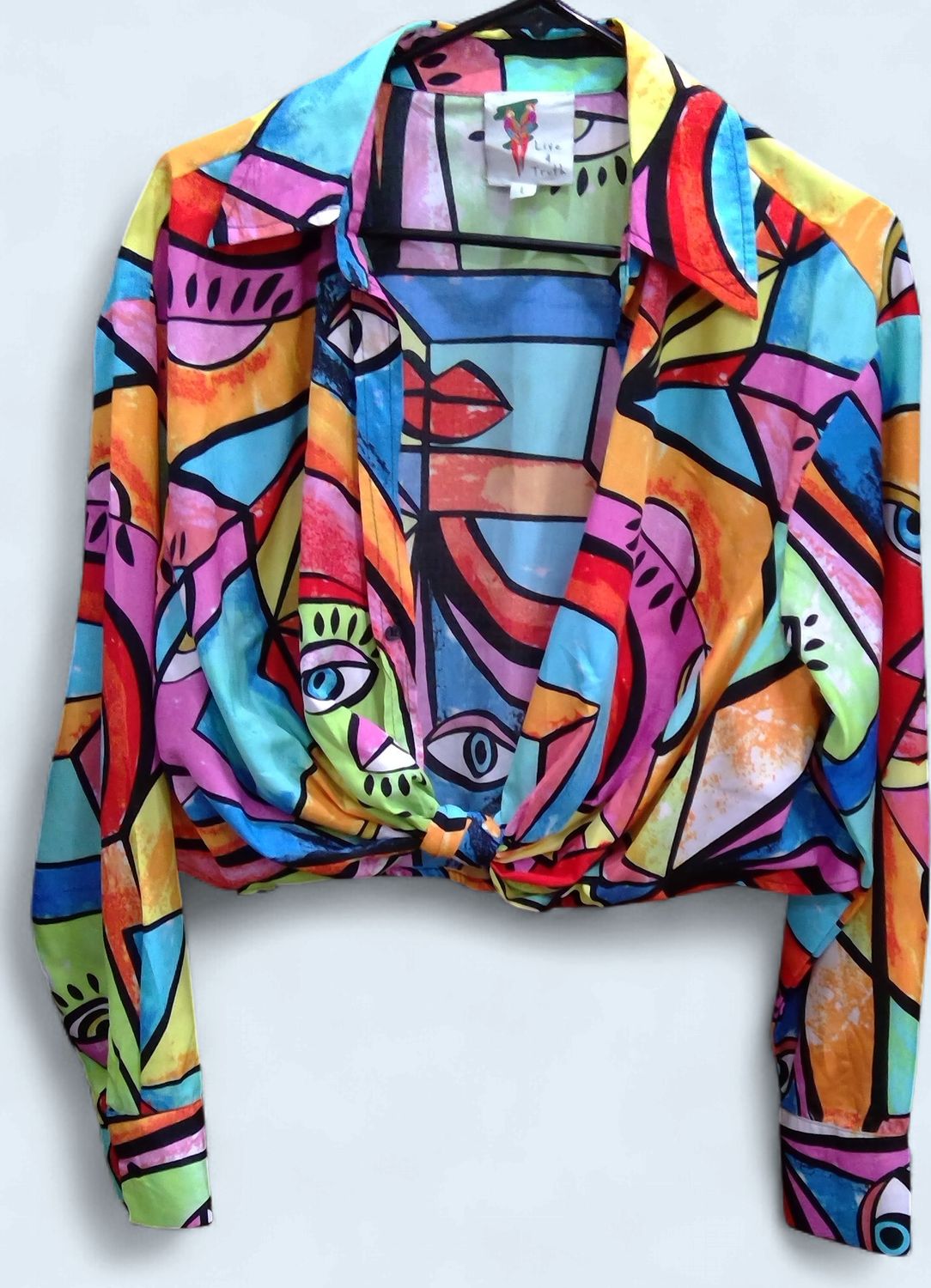 Live 4Life With Beautiful Abstract art Blouse Size l