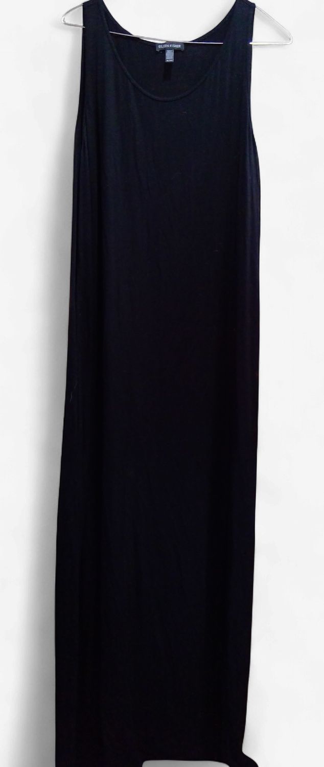 Eileen Fisher Black Maxi Dress Sleeveless Size xl