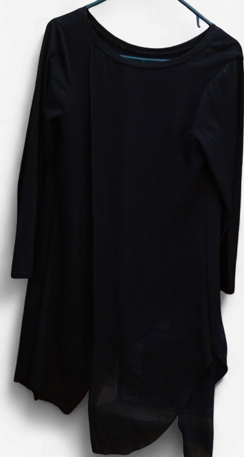 Black Tunic Long Sleeve Dress With Crew Neck Size l Black Tunic Long Sleeve Dress With Crew Neck Size l