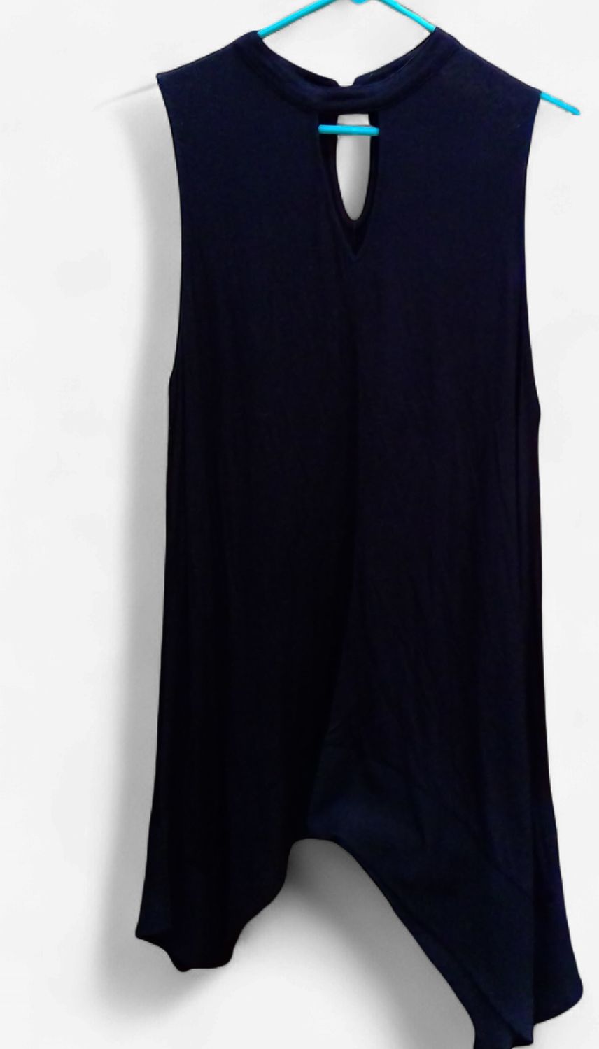 August Silk Black Tunic Sleeveless Blouse Size xl