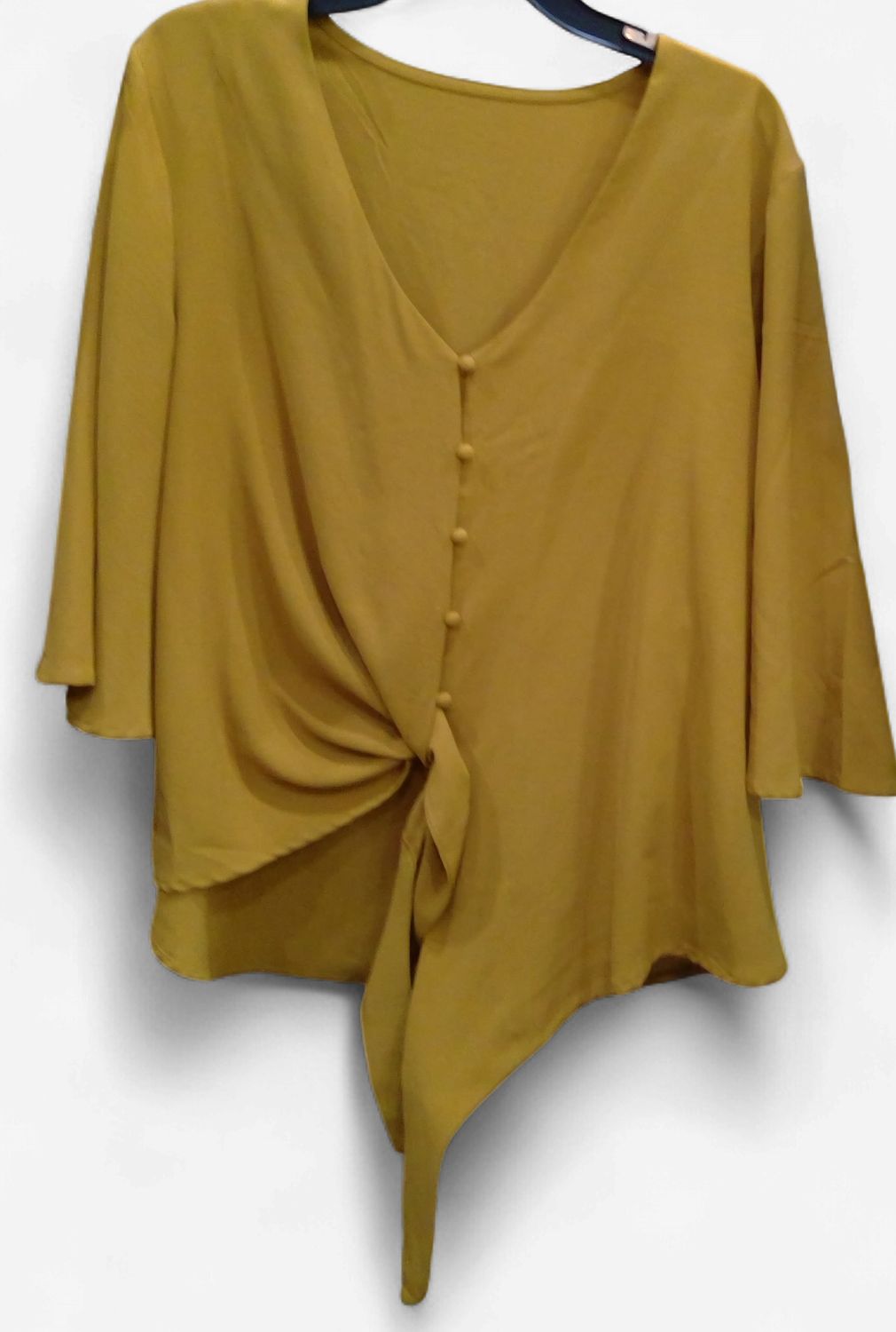 Yellow Button Up Blouse With Tie Front Size xl Yellow Button Up Blouse With Tie Front Size xl