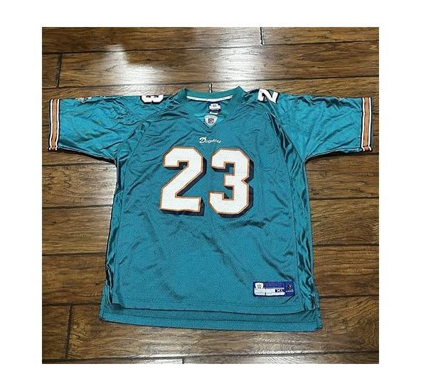 NFL Ronnie Brown #23 Miami Dolphins Reebok On Field Teal Jersey Size 54 Vintage