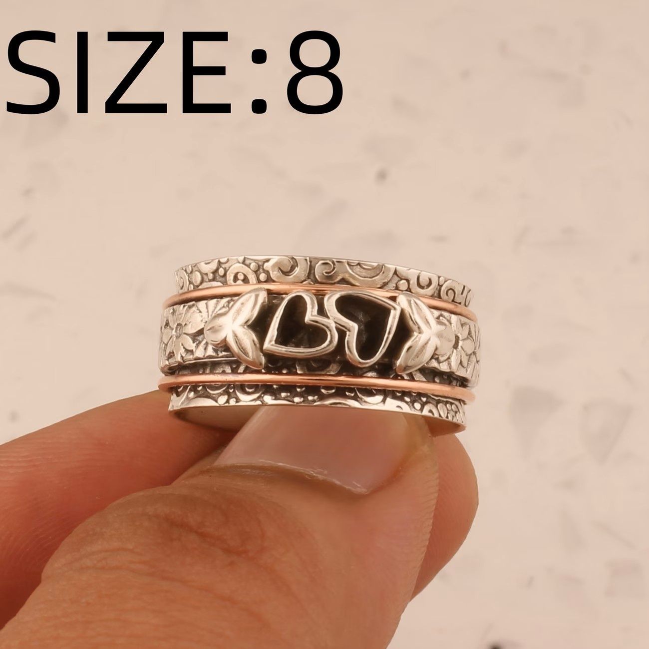 European And American Fashion - Copper, [Luxury Retro Style] Butterfly Heart Ring - Unisex Fashion Ring