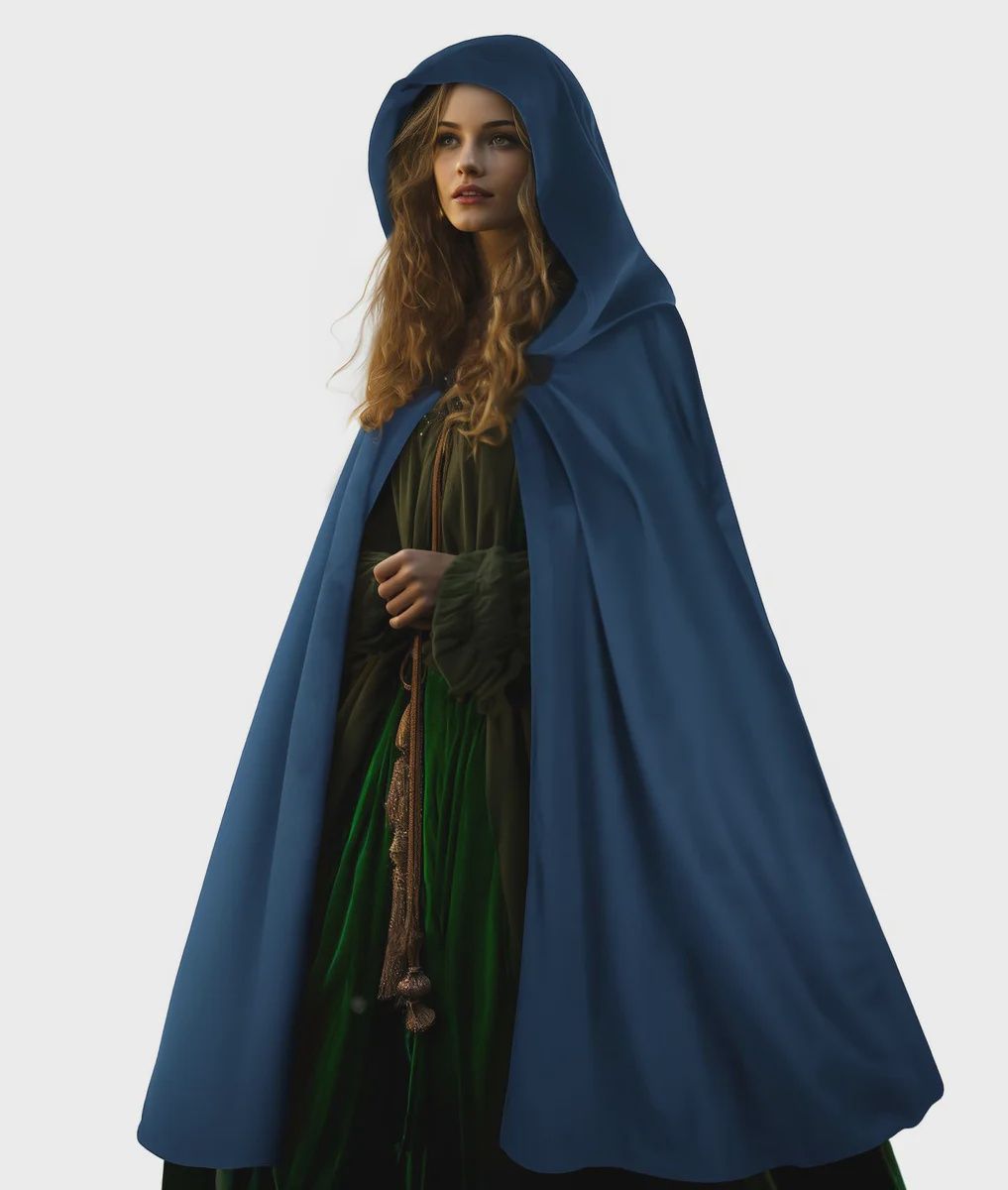 Blue Hooded Cloak one size