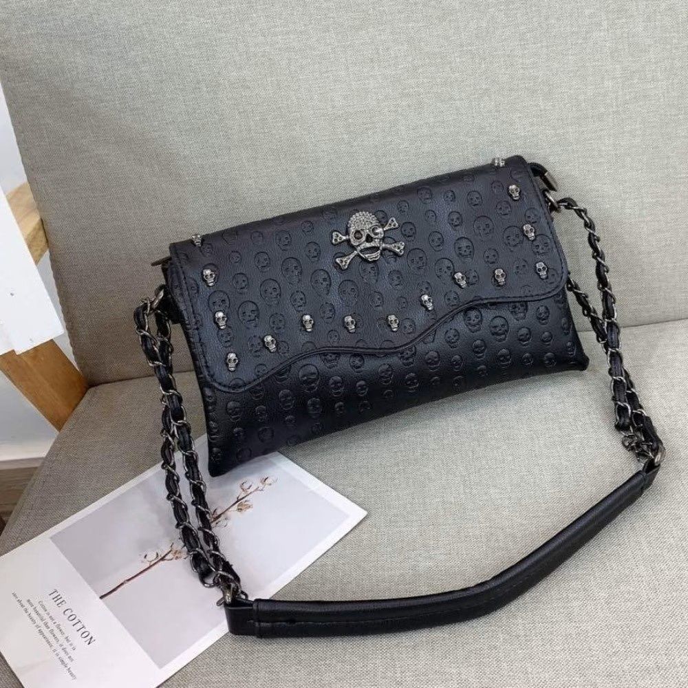 Lady Gothic Style Skull Shoulder Bag | Black Crossbody
