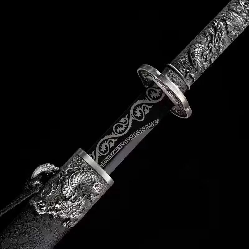 Longquan Sword for Outdoor Use &amp; Gifts - Crafted from High-Manganese Carbon Steel, Featuring a Chinese Folding Blade with a Korean-Inspired Design And a Smooth Polished Surface
