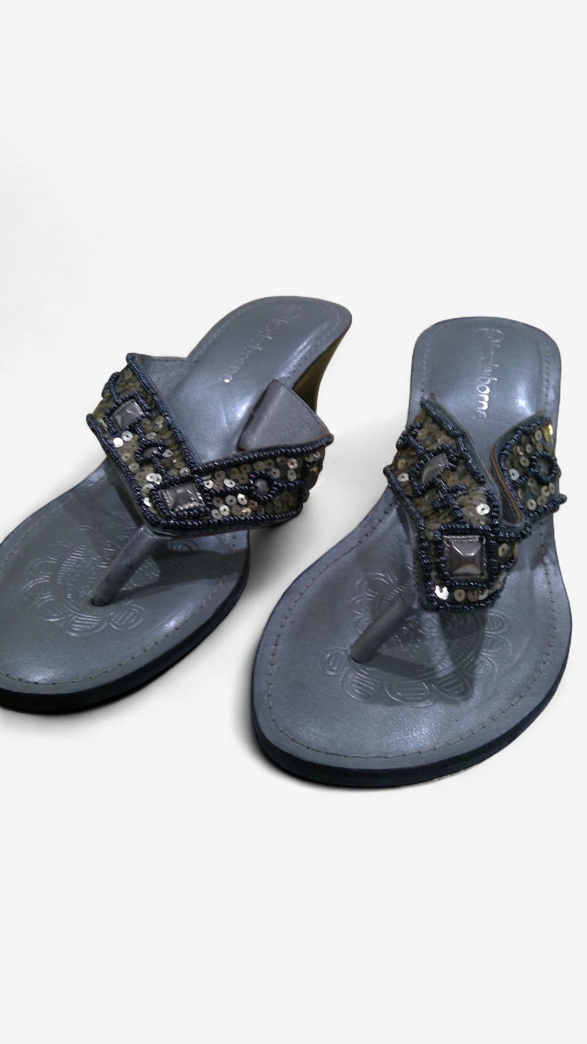 Liz Claiborne  Silver Thong Wedge Sandals Size 8