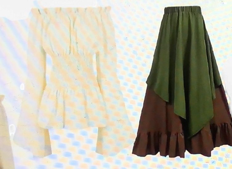 Minkasic Renaissance Green And White 2PC Women's Set Size Small