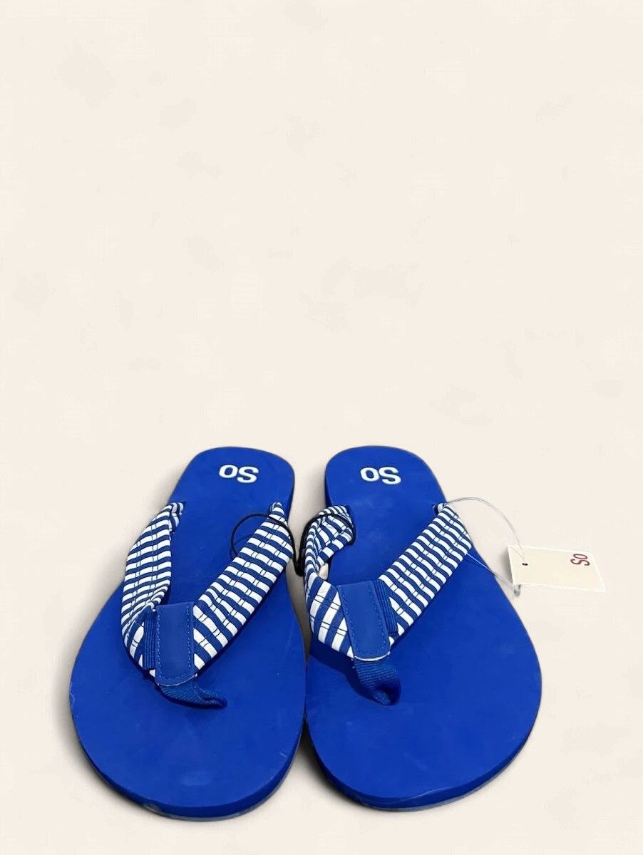 So Brand Blue And White Womens Flip Flops Size 7/8