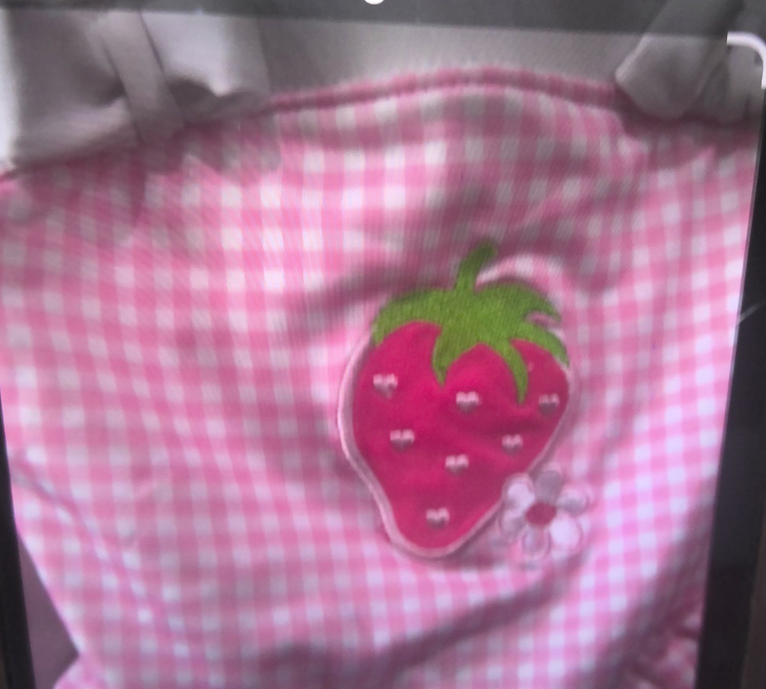 Penelope Mack Girls Pink And White Gingham Strawberry Swimsuit Size  4 t