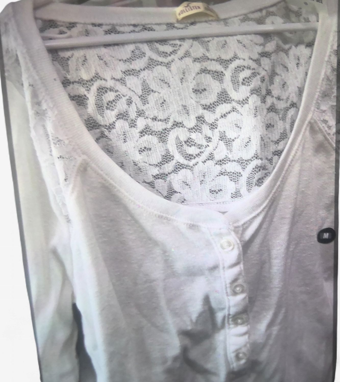 New With Tag Hollister White Long Sleeve With Delicate Lace Size m New With Tag Hollister White Long Sleeve With Delicate Lace Size m