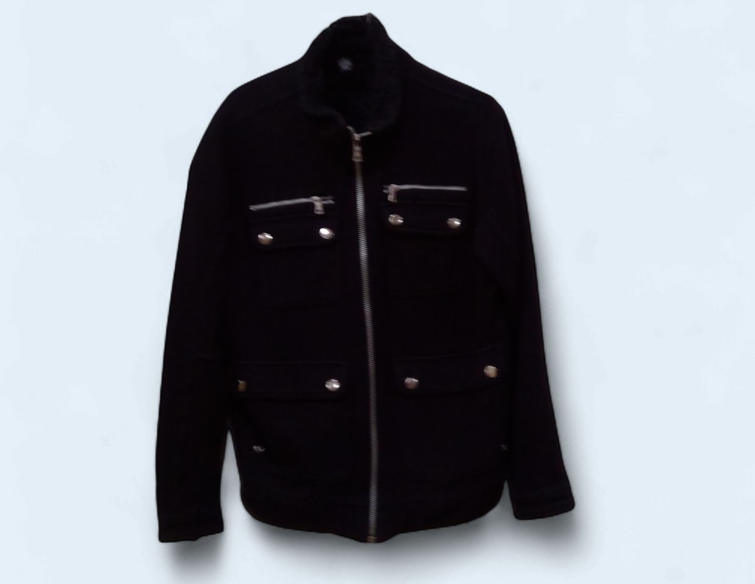 INC International Concept Black Faux Fur Jacket Size  l