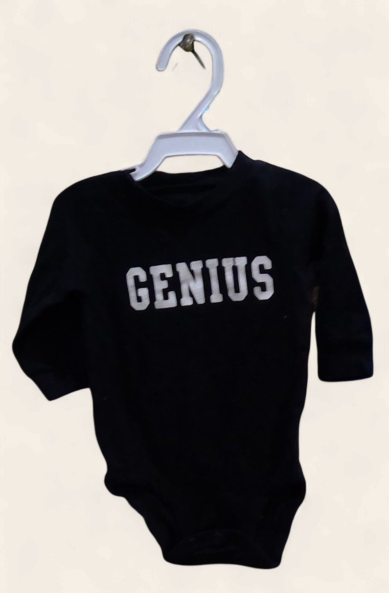 New Carters Black Baby Bodysuit With Genius Size 3 mo New Carters Black Baby Bodysuit With Genius Size 3 mo