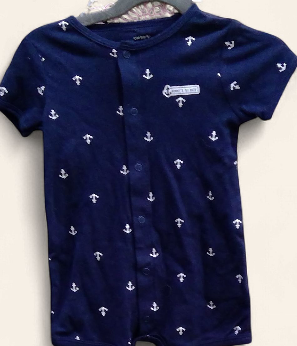 New Carters Navy Blue Romper Mommys First Mate Size 12 mo